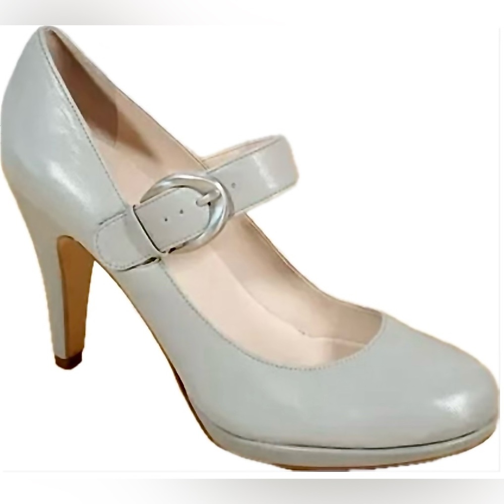 Franco Sarto Mary Jane Heel Grey Strappy Formal Dress Shoes Black Tie